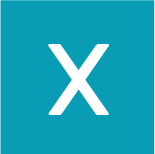 Teal square icon for X.