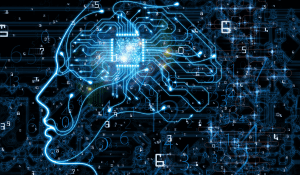 Artwork that metaphorically represents the connection between human mind and machine learning.